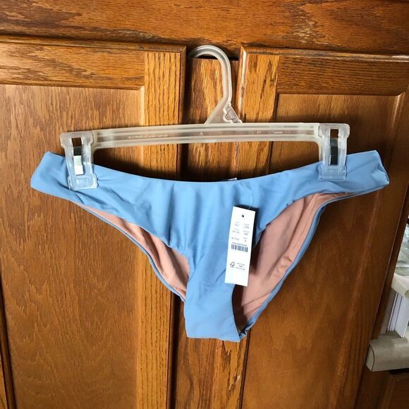 NWT J Crew Curved Waist Cheeky Bikini Bottom Blue Size M - Picture 5 of 9